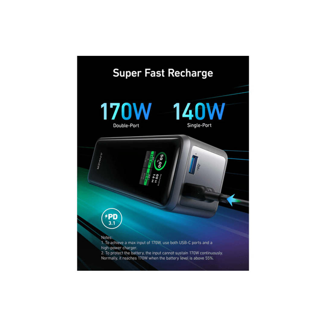 Anker 3-Port 250W 27,650mAh Power Bank with LCD Screen - Black in Qatar Anker 3-Port 250W 27,650mAh Power Bank with LCD Screen - Black in Qatar